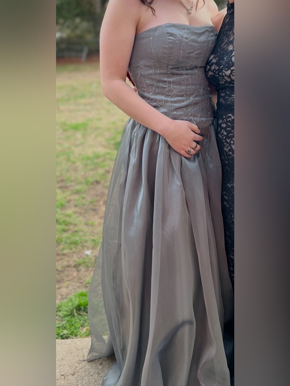 Alfred Angelo Gray Satin Evening Dress